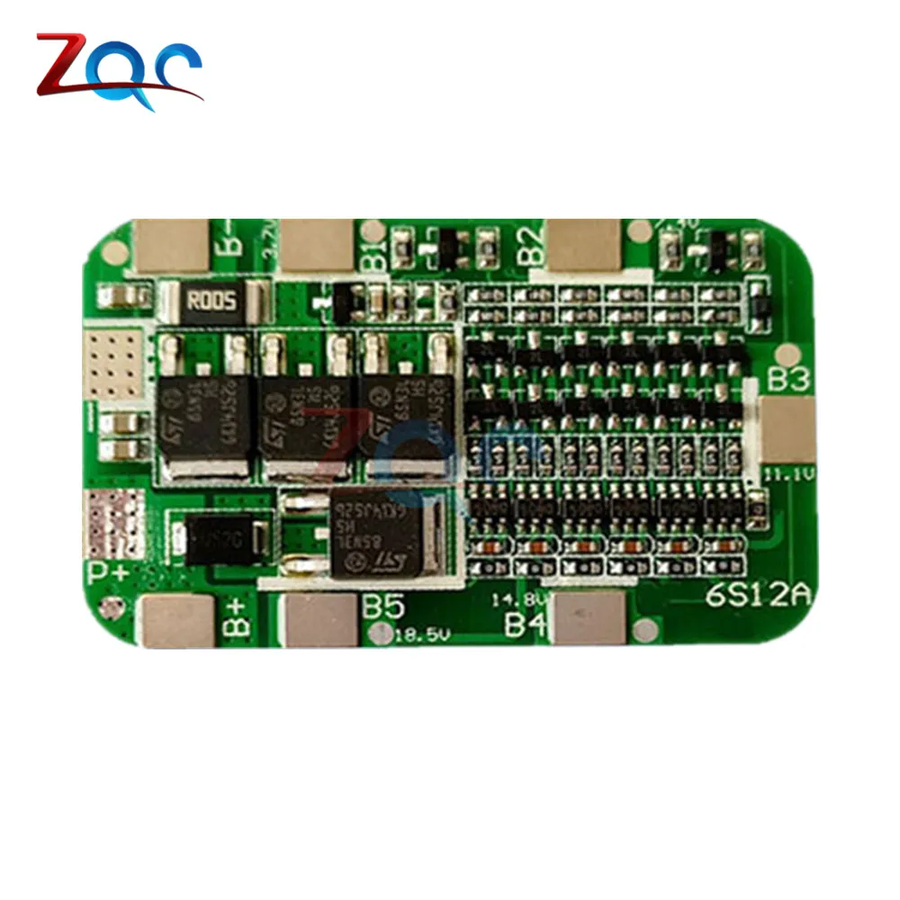6S 15A BMS Protection PCB Board For Li-ion Lithium 18650 Battery Cells 6 Packs F 