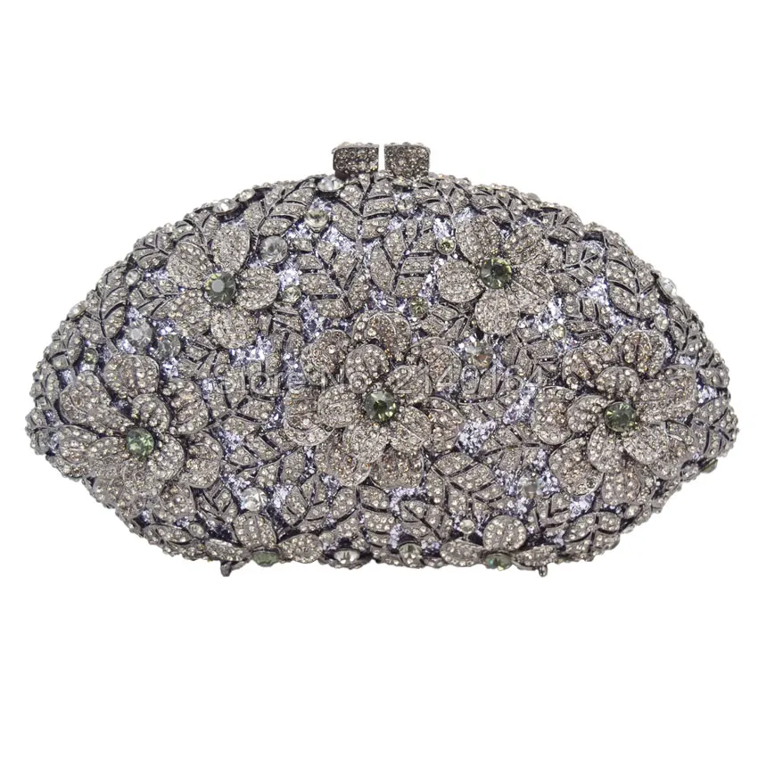 Famous Brand gray Rhinestone Clutch bag Women Wedding Bag Crystal