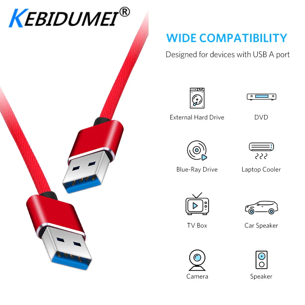 Kebidumei USB к usb-кабелю тип A Мужской к usb-вилке 2,0 удлинитель для жесткого диска автомобиля динамик камера с ТВ-тюнером