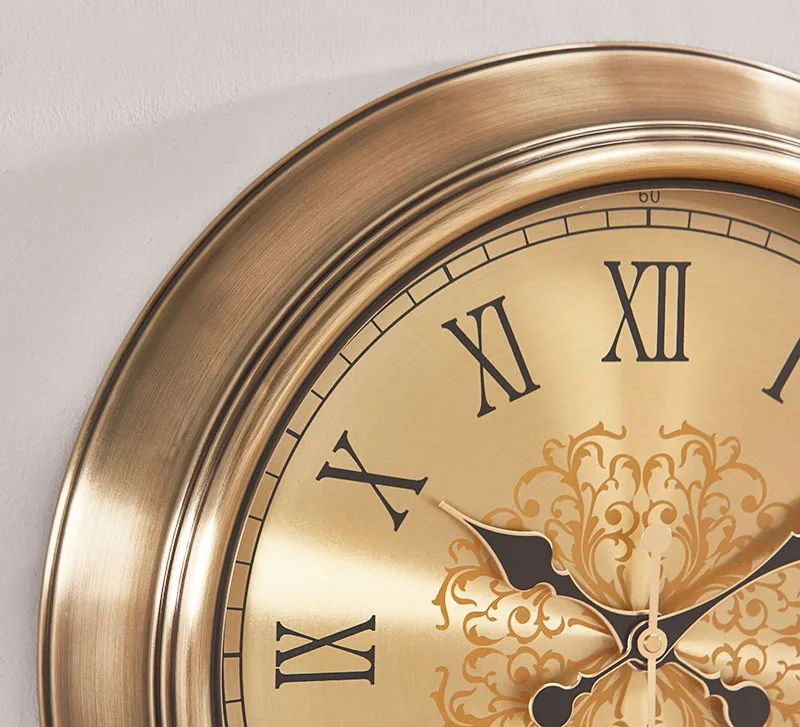 Металл Европейский часы настенные часы гостиная дома Творческий Простой Круглый большой ретро настенные часы