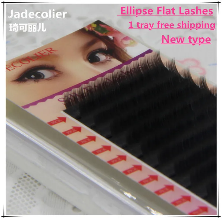 

New type high quality soft Ellipse Flat Lashes 1 tray thin tip flat roots flat lashes mink eyelash extension