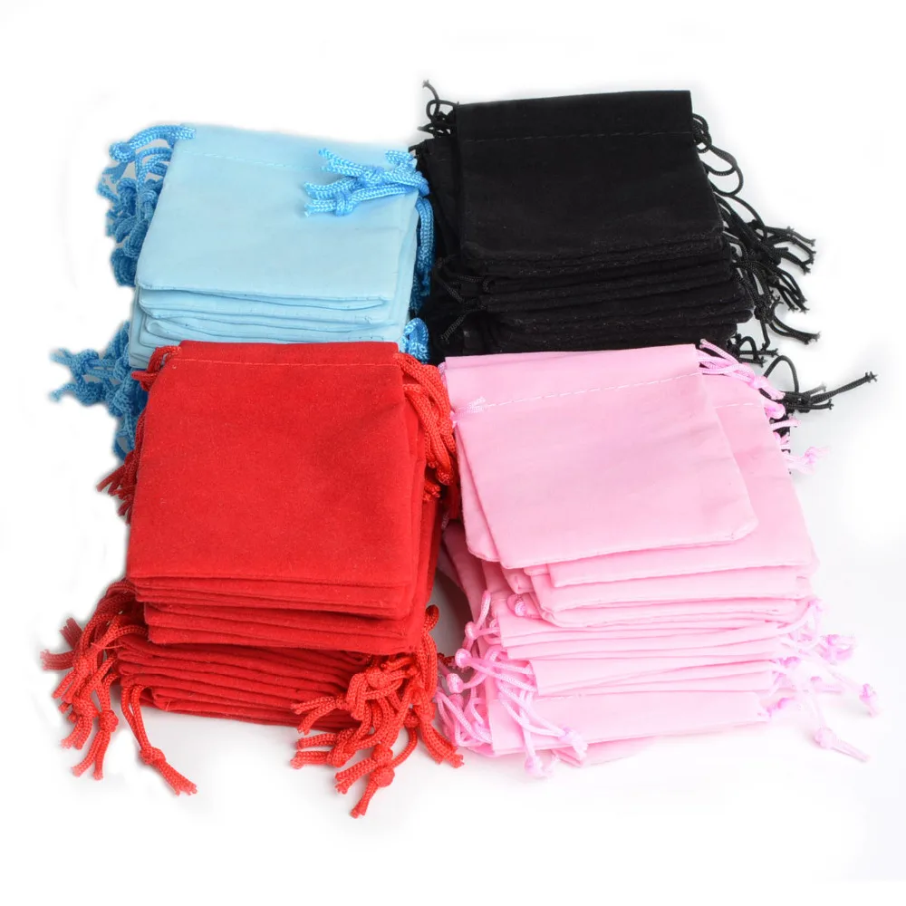 

Wholesale 100Pcs Mix Color 10x12cm Velvet Bag/Jewelry Bag/Velvet pouch,Christmas/Wedding Gift Bag