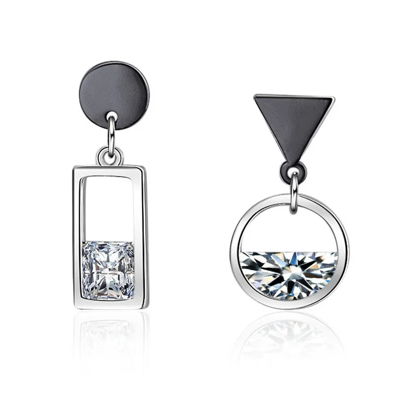 

Utimtree Trendy Korean Geometric Crystal 925 Sterling Silver Earrings for Women Party Jewelry Gifts Statement Earring with Stone