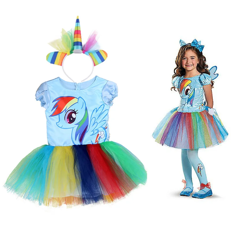 

2019 Summer Popular Unicorn Dres Birthday Outfit s Girl Pink Unicorn Princess Dress Unicorn Clothes 2-8 T Girls Unicorn Party