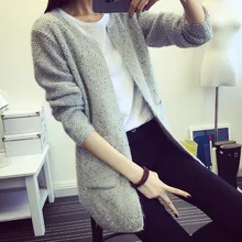 2017 Autumn Winter Women Sweater Warm Mohair O Neck Women Cardigan Long Sleeve Casual Loose Sweater