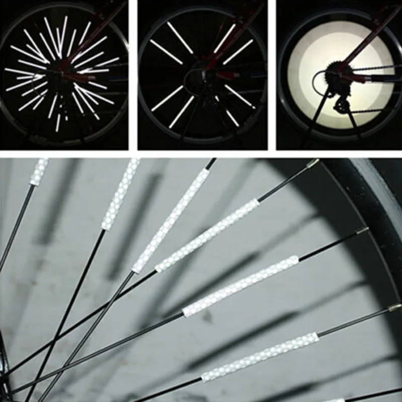 12PCS Bicycle Bike Wheel Spoke Reflector Road Mountain Bike MTB Wheel Rim Reflective Mount Clip Tube Safety Warning Light Strip