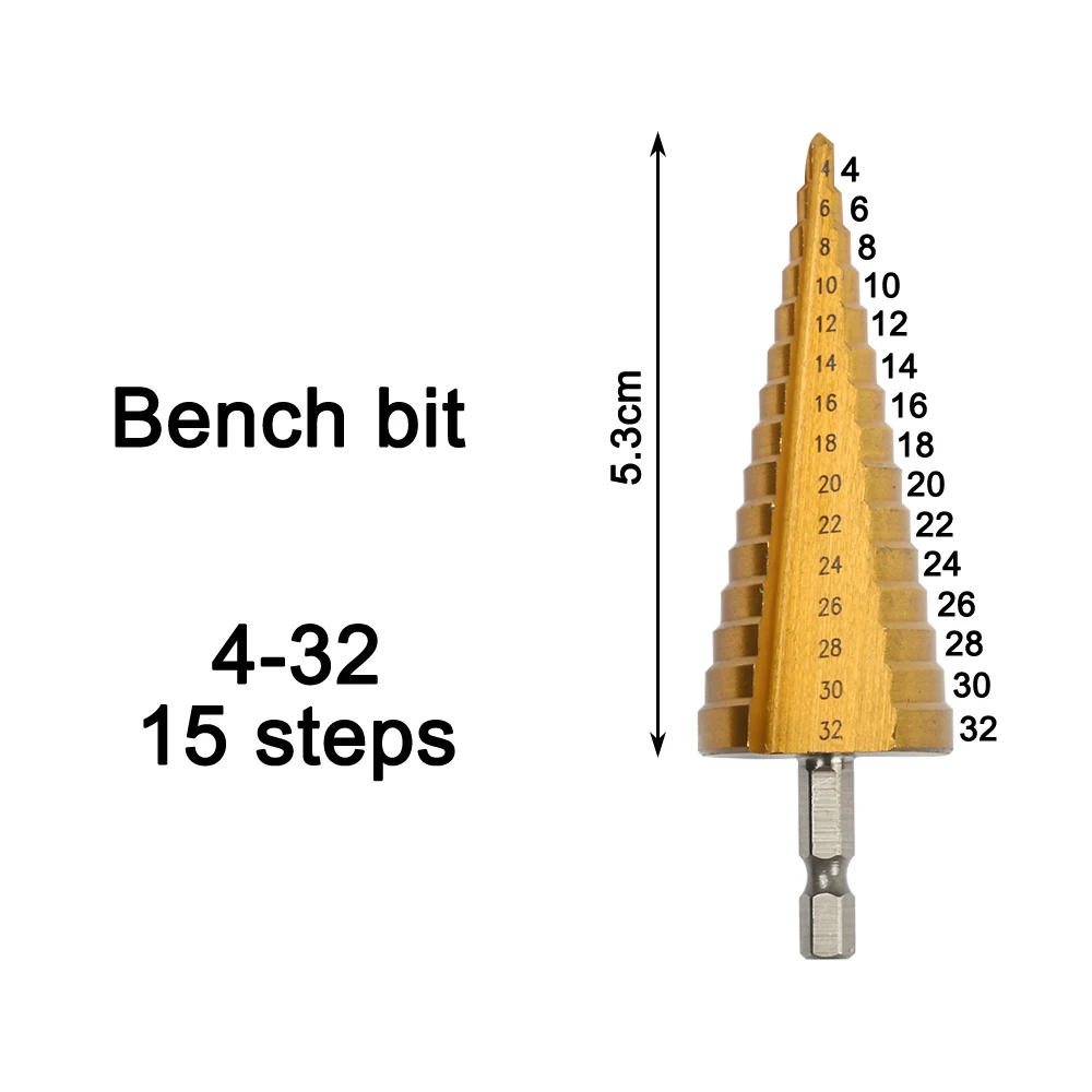  4-32 mm HSS Titanium Coated Step Drill Bit Drilling Power Tools for Metal High Speed Steel Wood Hol