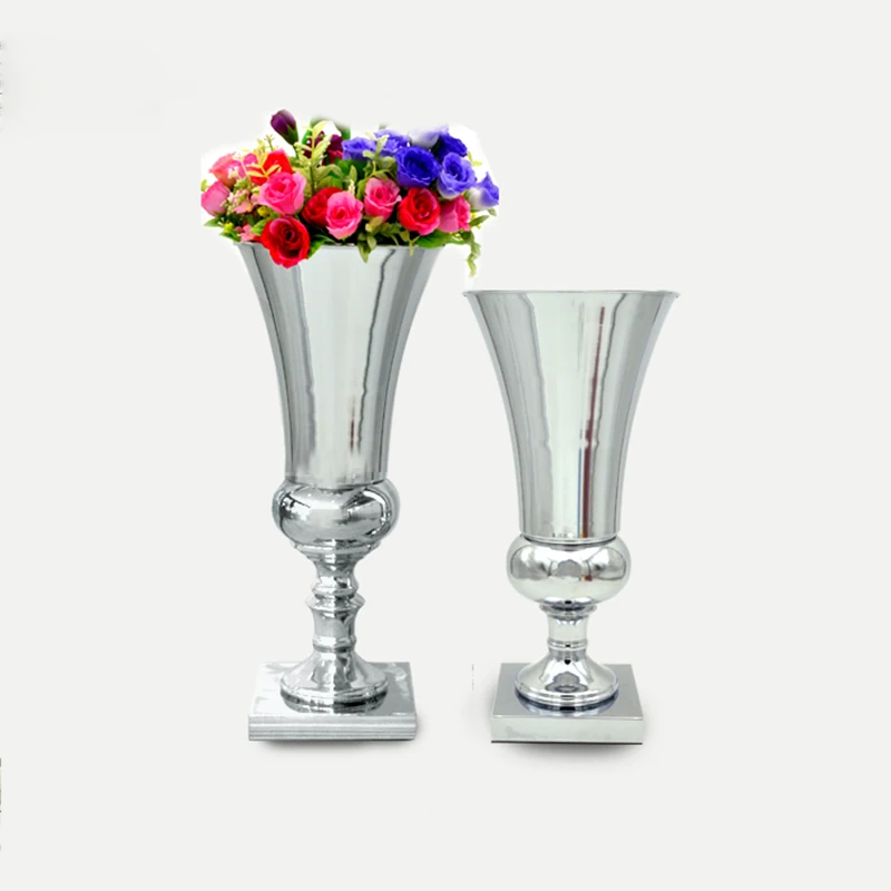 PEANDIM Блестящий серебряный металлический подсвечник украшения для торжеств и вечеринок Свадебная Цветочная ваза нити дорога свинец 40 см и 43 см
