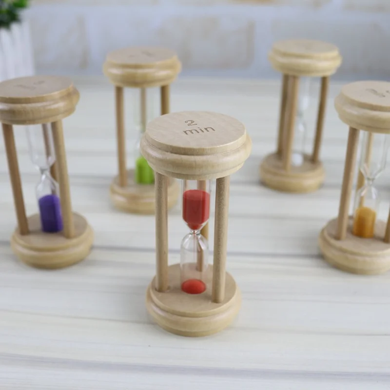 

5pcs Creative Wooden 1 2 3 Minute Timer Time Hourglass Home Crafts Decoration Small Ornaments Laboratory Kitchen Restaurant