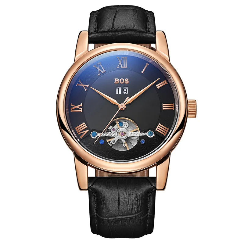 New Brand Luxury Business Multifunctional Hollow Tourbillon Automatic Mechanical Men's Leather Watch Relogio Masculino