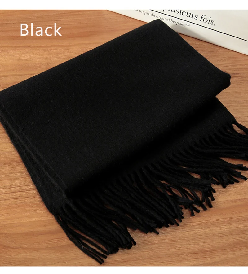 Luxury Winter Scarf Wool Cashmere Scarf Poncho Stoles Women Thicken Warm Scarves Wrap Pashmina Tassels Solid Color Scarf