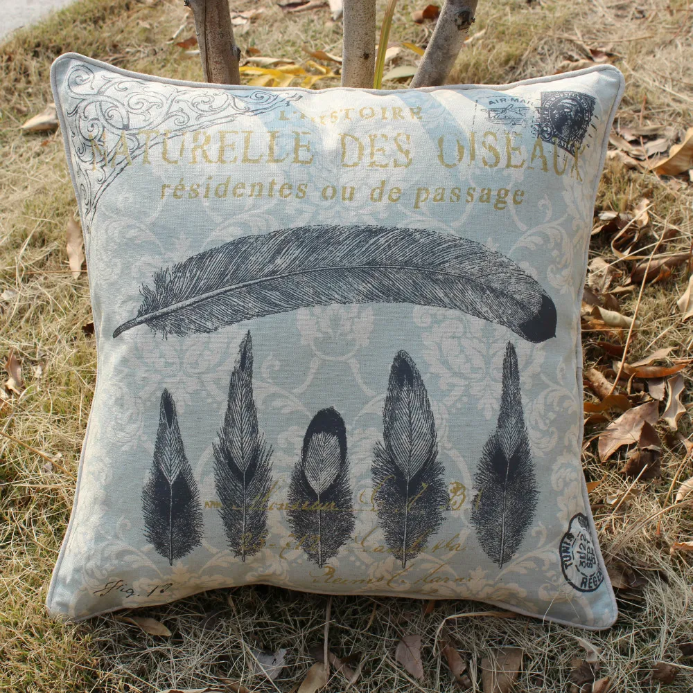 VEZO HOME indian feathers linen sofa cushions cover home decorative