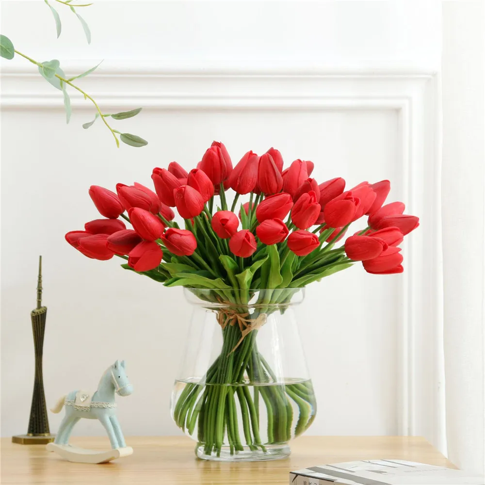 30pcs/lot Tulip Wedding Artificial Flowers High Quality Home Decoration Fake Flowers Leaves kunstbloemen fleur artificielle 30pcs/lot Tulip Wedding Artificial Flowers High Quality Home Decoration Fake Flowers Leaves kunstbloemen fleur artificielle