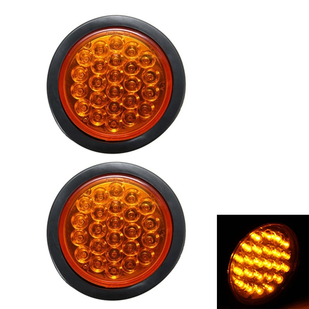 1 Pair Car LED Side Lamp Stop Brake Lights Turn Signal Round Light for