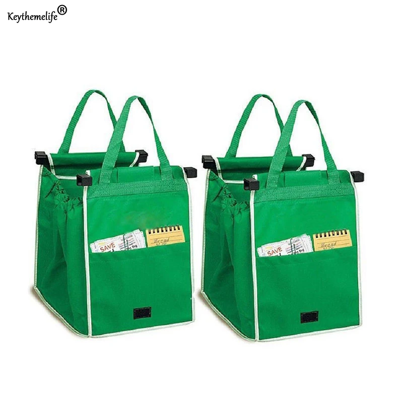 

Fashion 1PC Storage Bag 3D Foldable Tote Eco-friendly Handbag Reusable Trolley Clip To Cart Grocery Large Capacity Bags D