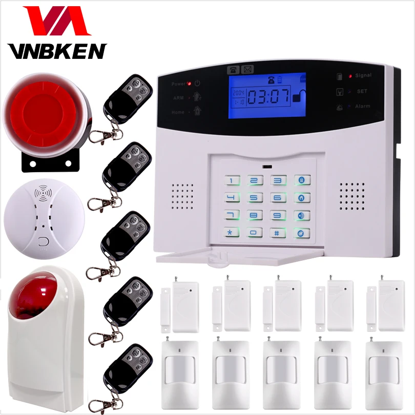 

VNBKEN iOS Android APP Control Wireless Home Security GSM Alarm System Intercom Remote Control Autodial Siren Sensor Kit