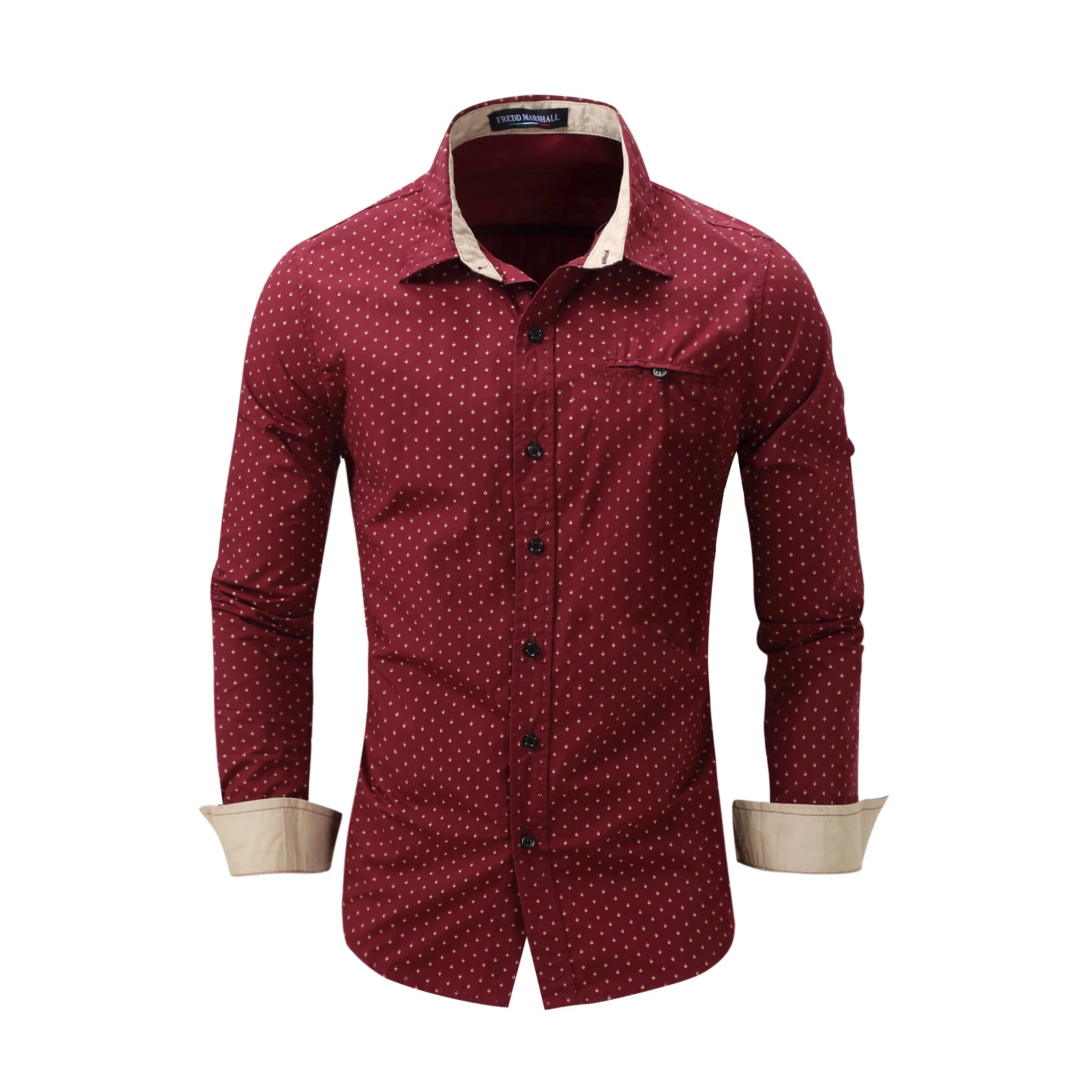 red slim fit dress shirt