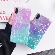 Luxury painted mother of pearl phone cases For iphone X XS XR XS MAX case For iphone 6 6s 7 8plus glossy TPU soft shell cover