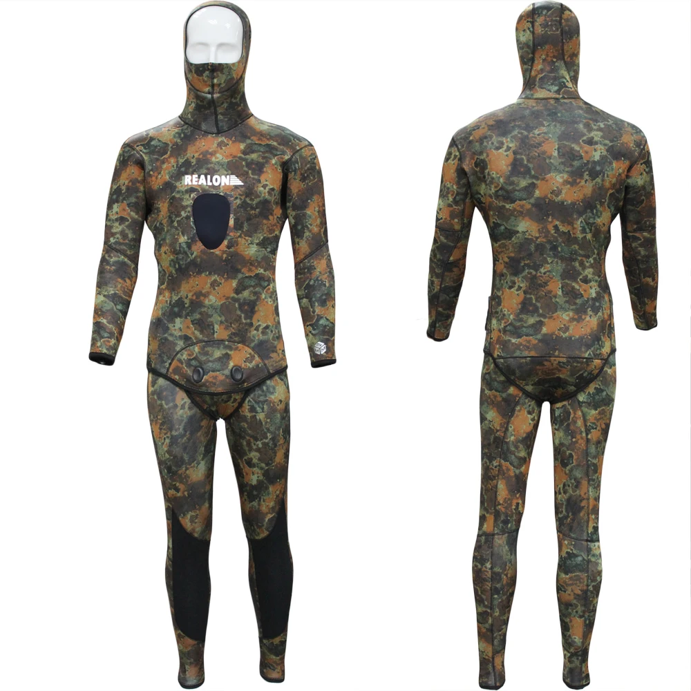 Free Shipping Realon Hoody 5MM Neoprene Snorkeling Body Suit Camo