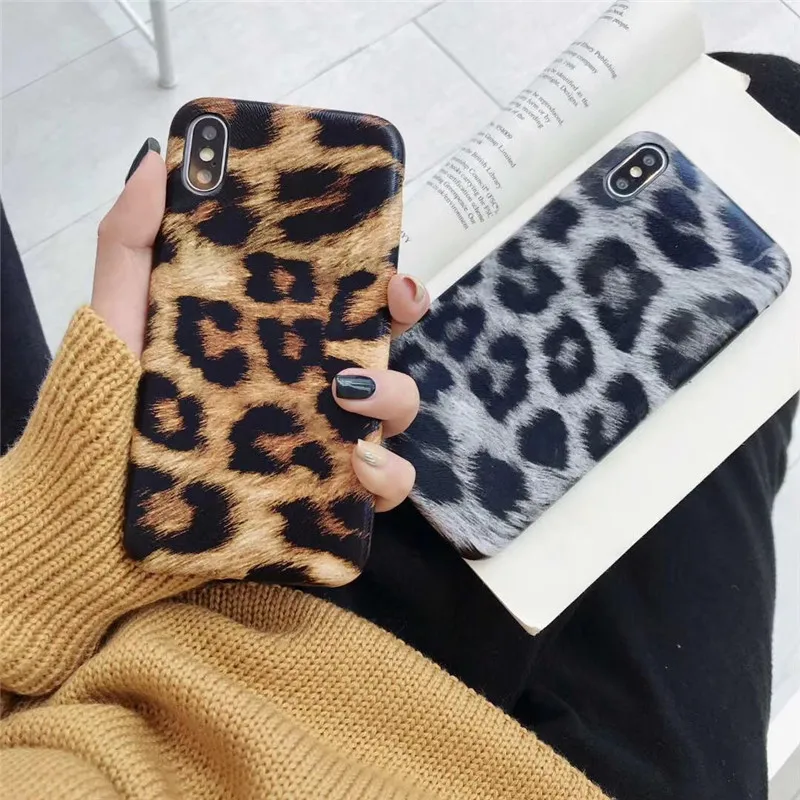 Retro Leopard PU Leather Phone Case for iPhone XSMAX Case for iPhone XXR66S78Plus Case Luxury Soft Cute Cover Silicon Matte01
