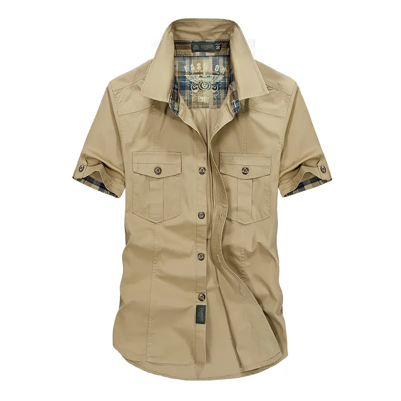 

Brand ZHAN DI JI PU military shirt top quality Summer short sleeve s casual shirt chemise homme plus size army shirts 1391