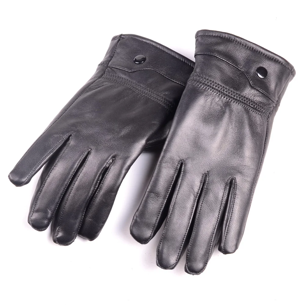 

2019 New Men's Real Leather Sheep Skin Winter Warm Thick Lining Gloves