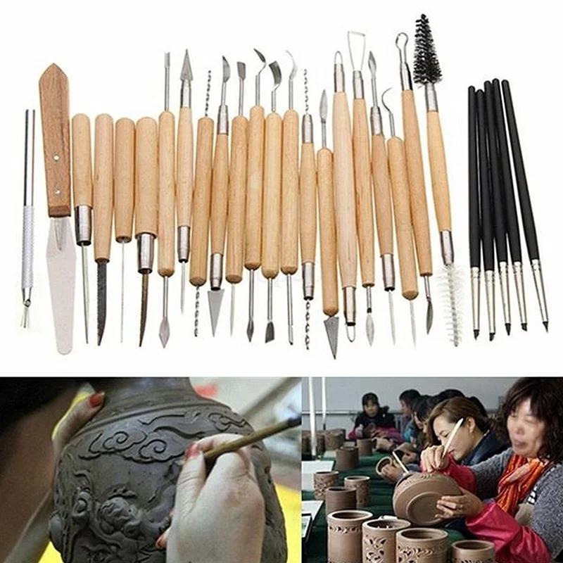 

27Pcs Set Flexible Silicone Rubber Shapers Clay Sculpting Fimo Modelling Hobby Tools