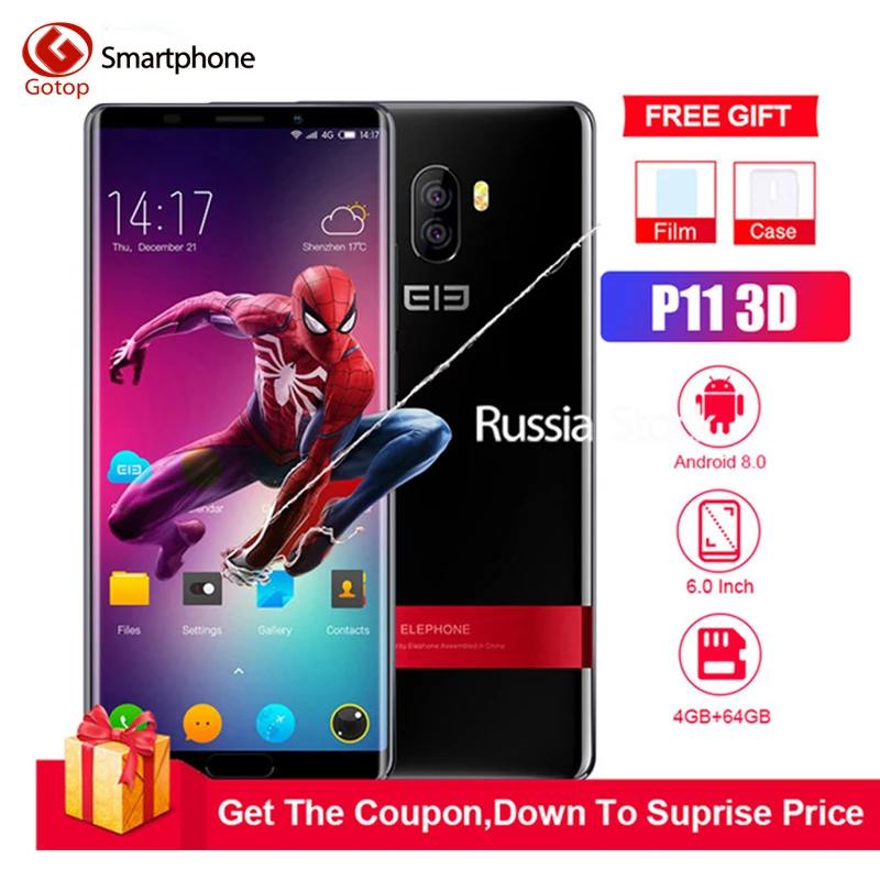 Elephone P11 3D мобильный телефон Android 8 0 MTK6797T Дека ядро 6 дюймов FHD + 4 Гб 64 16MP 8MP 3200 мАч 4G