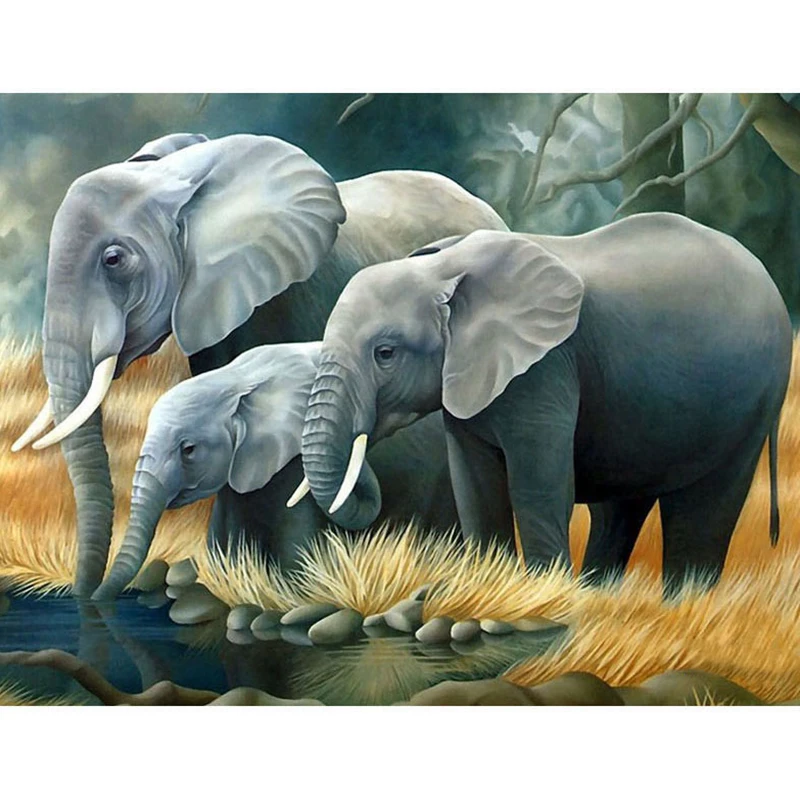 

Full Square/Round Drill 5D DIY Diamond Painting "Elephant family" 3D Embroidery Cross Stitch 5D Rhinestone Home Decor gift