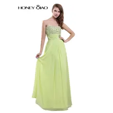 Honig Qiao Trägerlosen Schatzballkleider 2016 Sleeveless Pailletten Falten Elegante Abendkleider Bodenlangen Vestidos De Festa