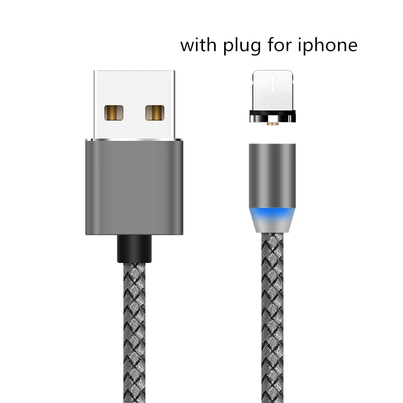 SUNPHG Магнитный Кабель зарядного устройства микро-usb type C зарядный провод для iPhone x xr oneplus 6t samsung s9 Microusb шнур мобильного телефона - Цвет: grey ios plug