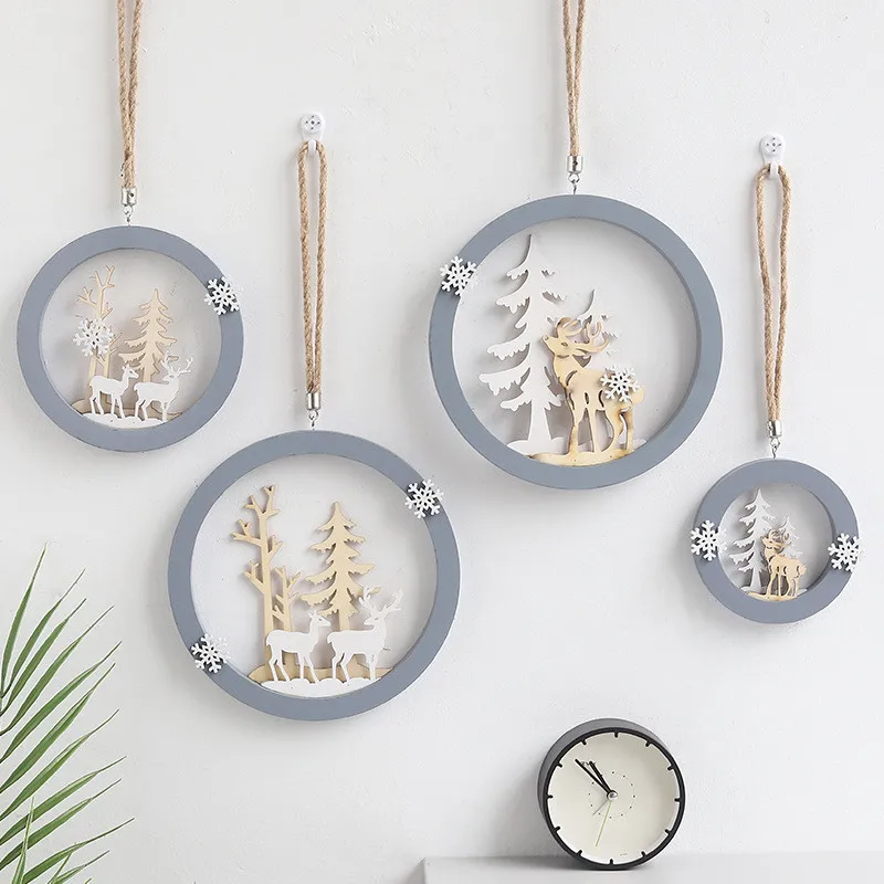 

2019 Hot Sale Wooden Deer Pendant Christmas Elk Ornament Living Room Metope Hanging Ornament