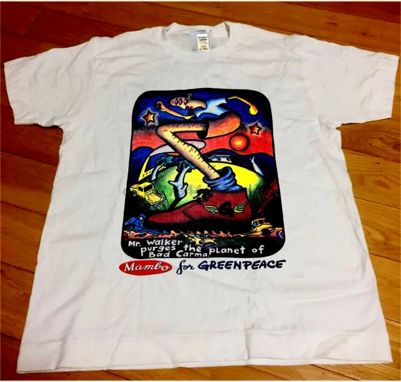 

VINTAGE 90S MAMBO FOR GREENPEACE REG MOMBASSA AUSTRALIA POP ART T SHIRT REPRINT