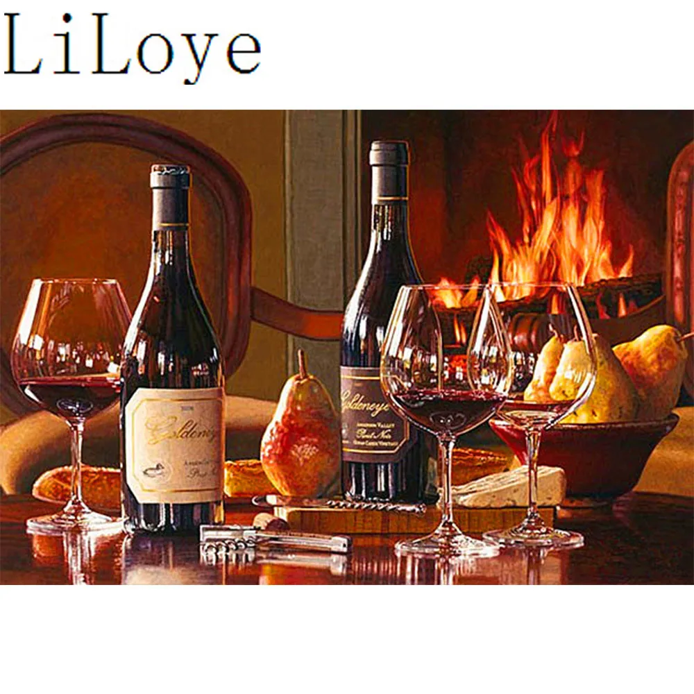 

LI LOYE Diamond Painting Cross Stitch Red wine cup fruit Diamond Embroidery Icon Diamond Mosaic Rhinestones Wedding decor RT237