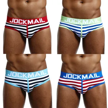 

2019 NEW HOT Fashion Mens Sexy Underwear Shorts Underpants Striped Pouch Soft Cotton Briefs Panties Wholesale T4
