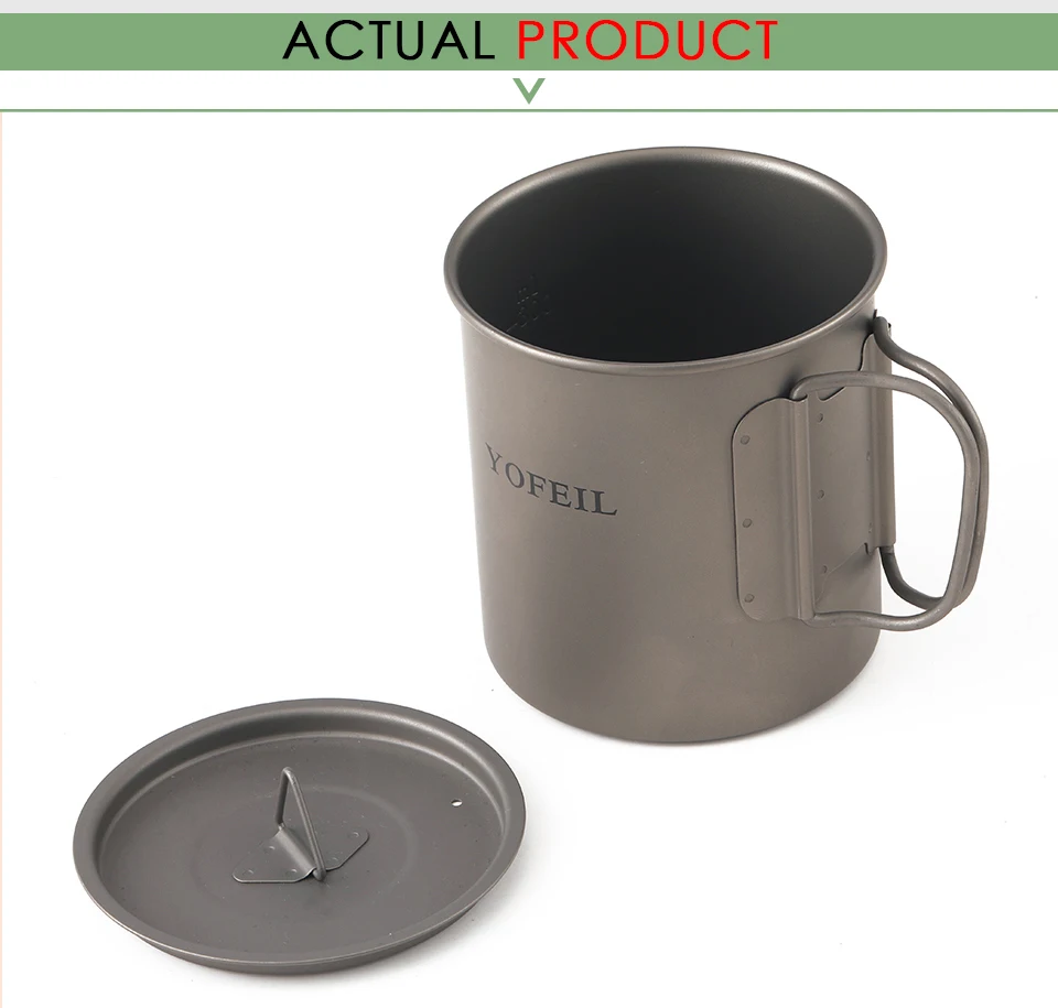 Copo de Titânio para Acampamento Caneca de Titânio Copo de Acampamento Militar de Utensílios de Cozinha para Uso Chaleira para Turista Conjunto de Pratos ao ar Livre para p Caneca Doméstico 450 ml 9 High Quality Esporte e Lazer