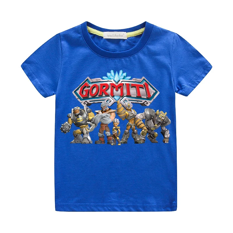 Летние футболки Gormiti для мальчиков детские футболки с принтом игр Белые Повседневные футболки с короткими рукавами для девочек, костюм, рубашка, ZA007 - Цвет: Blue T-shirts