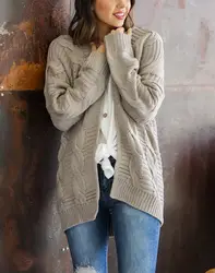 Длинный кардиган женский случайные свободные плюс размер вязаный кардиган Для женщин свитер дамы на осень-зиму свитер-пальто jumper размер S-3XL
