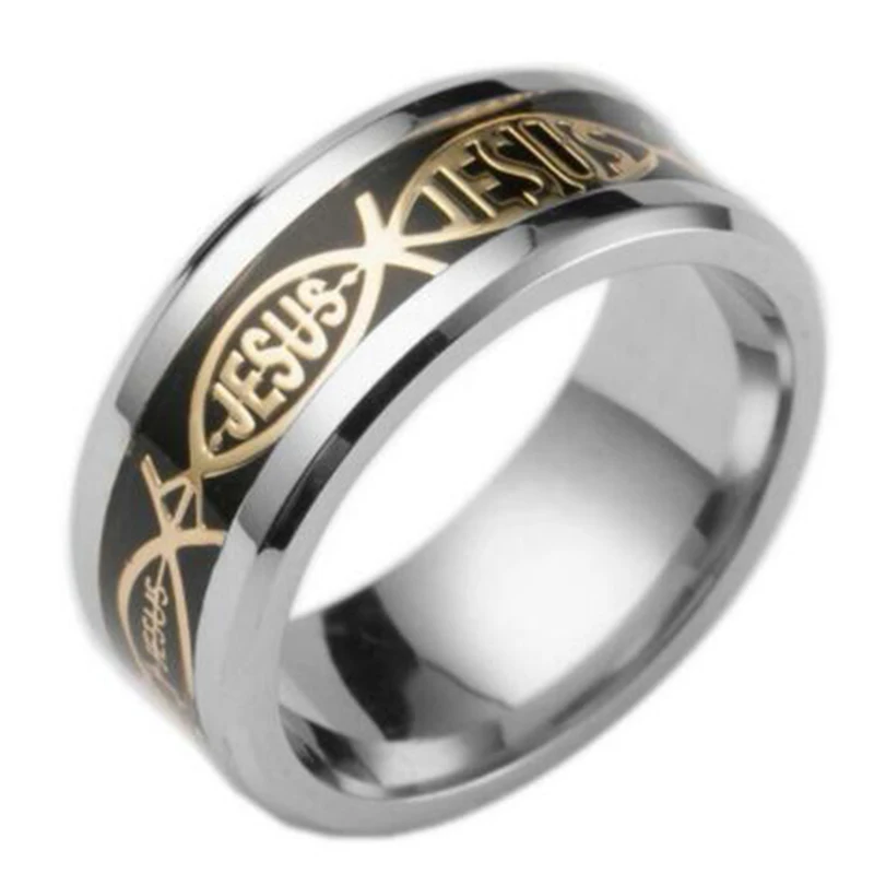 Религиозное кольцо из нержавеющей стали, христианское кольцо миди для женщин и мужчин, Кольцо Крест Иисуса, Бог, спаси нас, кольцо амулет, ювелирное изделие, подарок - Цвет основного камня: Heidijin Jesus