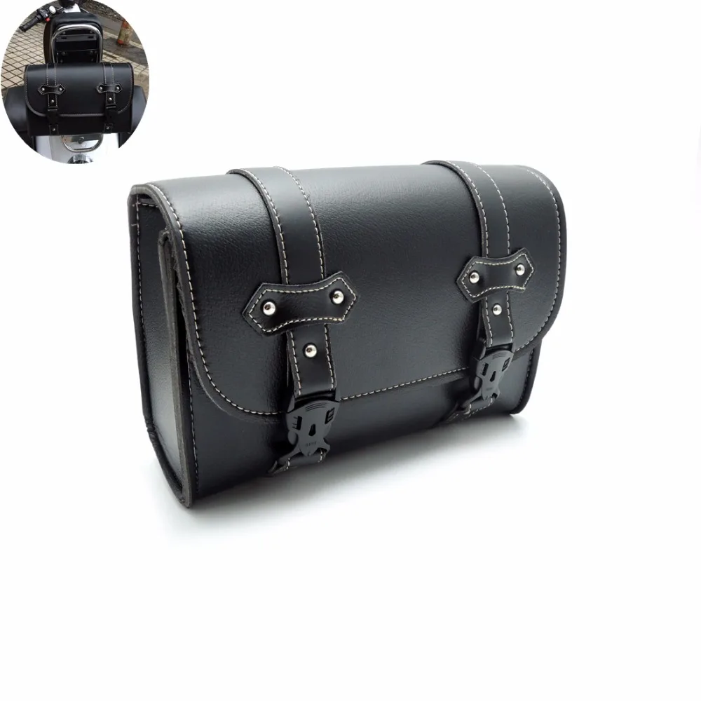 Motorcycle Saddlebag PU Leather Bag Sissy Bar Bags Storage Tool Pouch