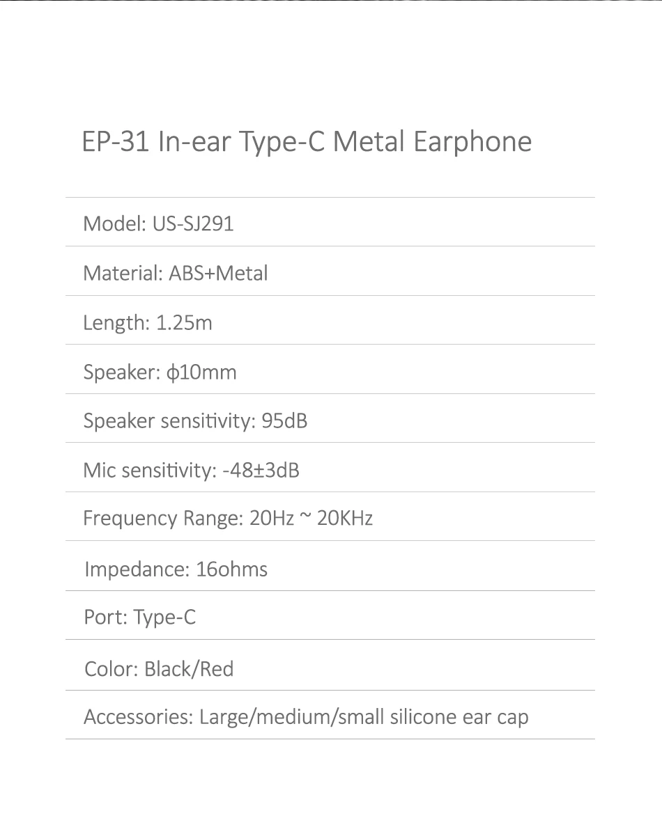 USAMS, EP-31, басы, наушники-вкладыши, type-C, металлические наушники, USB C, гарнитура, проводные, наушники, type c, для samsung, huawei, микрофон