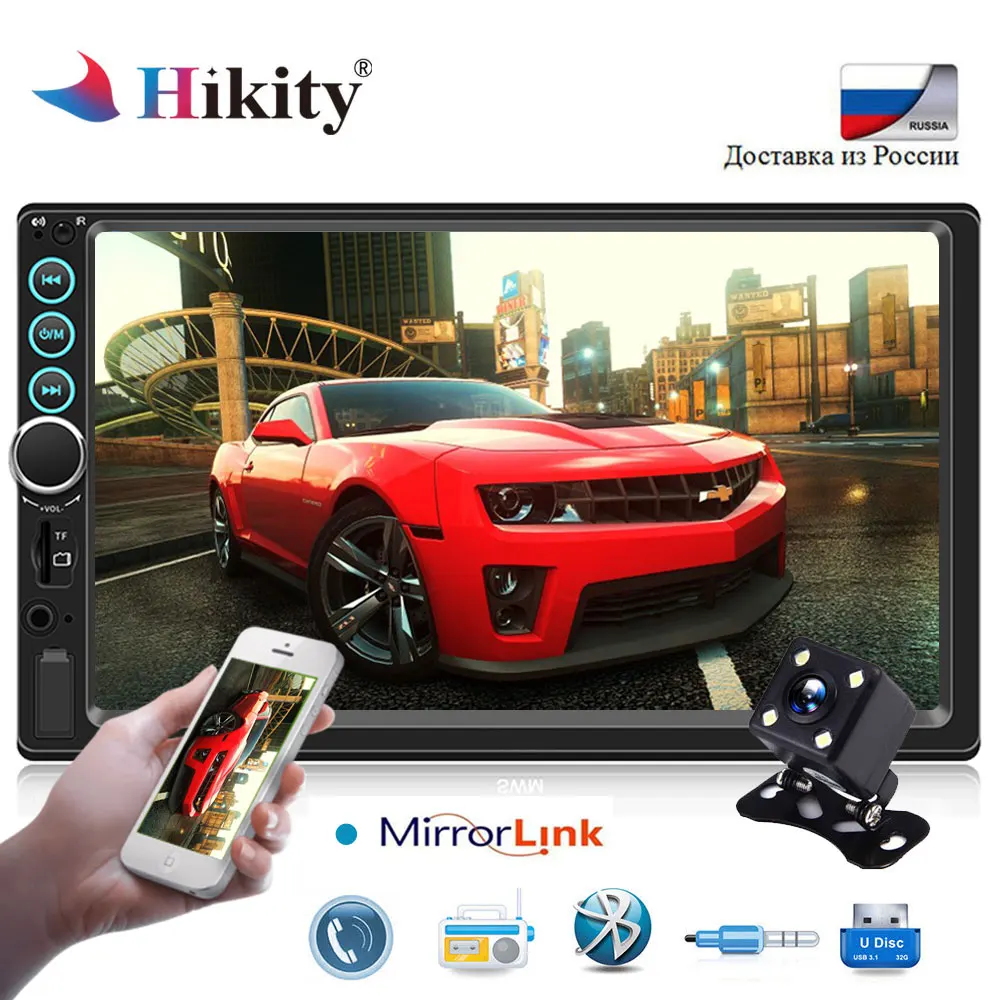 

Hikity 2 Din Car Radio Multimedia Player Autoradio 2din 7" Bluetooth Car Stereo Radio MP5 Player with IOS/Android Mirror Link