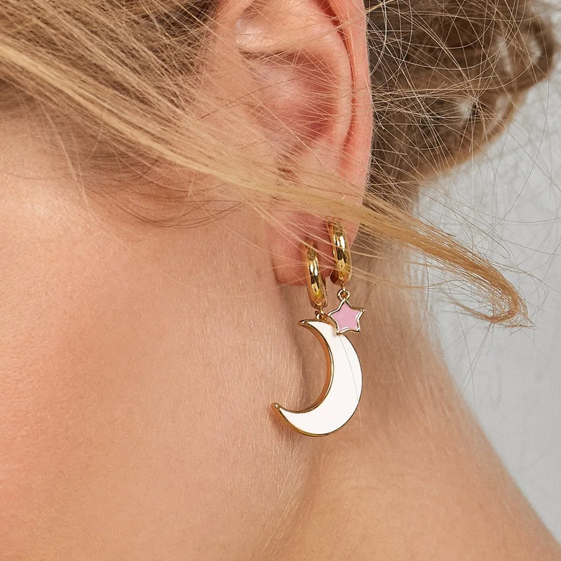 

Star Moon Drop Earring Fashion Jewelry for Women Female Korean Minimalis Geometric Cute Hanging Earring Oorbellen Accessories