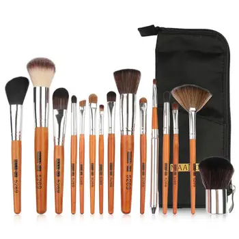 

New Brand Professional 5/15pc Makeup Brushes Set Imitated Mahogany Eye Makeup Brush Foundation Blush Makeup Brush With Brush Bag