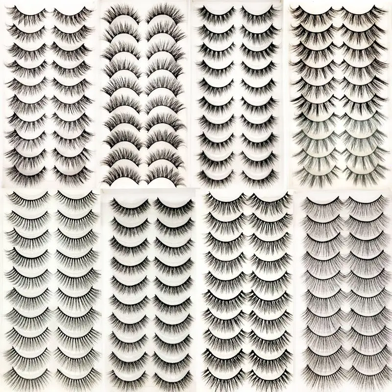 

2018 NEW 10 pairs 100% Real Mink Eyelashes 3D Natural False Eyelashes 3d Mink Lashes Soft Eyelash Extension Makeup Kit Cilios