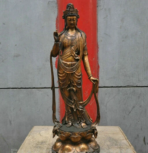 

26 " Tibetan Buddhist Bronze Guanyin-Kwan-yin Amitabha Buddha Sculpture Statue