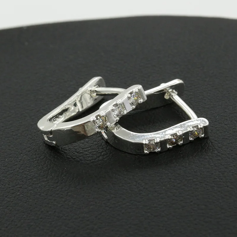 Silver Plated U Shape Crystal piercing Harp Stud Earrings for Women Trendy Jewelry