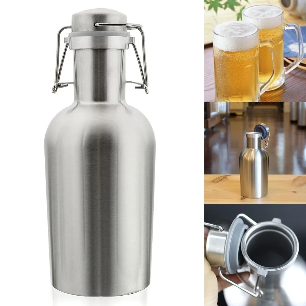 Stainless Steel Beer Growler 32 oz,Swing Top Beer Growler,Beer Bottle 1Lin Ice Buckets & Tongs