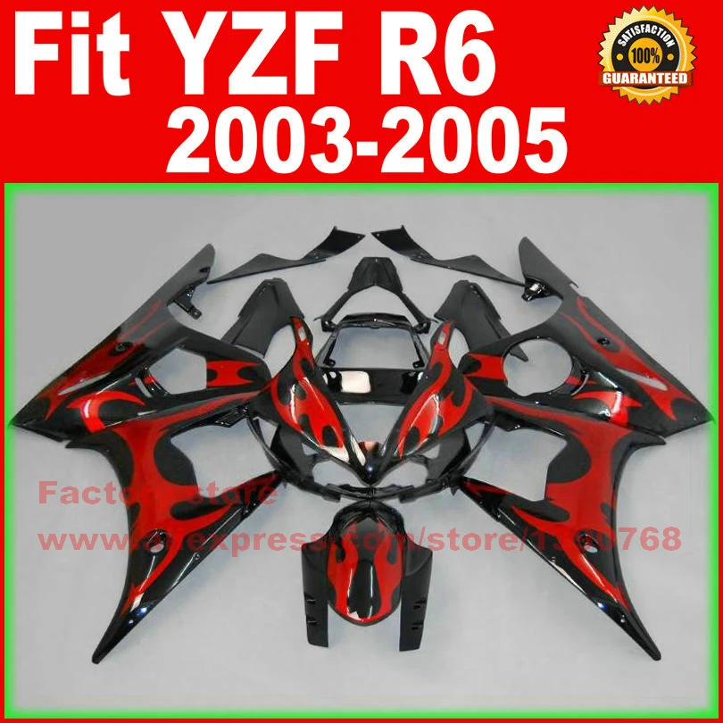 Комплект обтекателей MOTOMARTS для YAMAHA R6 2003 2004 2005 YZF 03 04 05 красное пламя черное