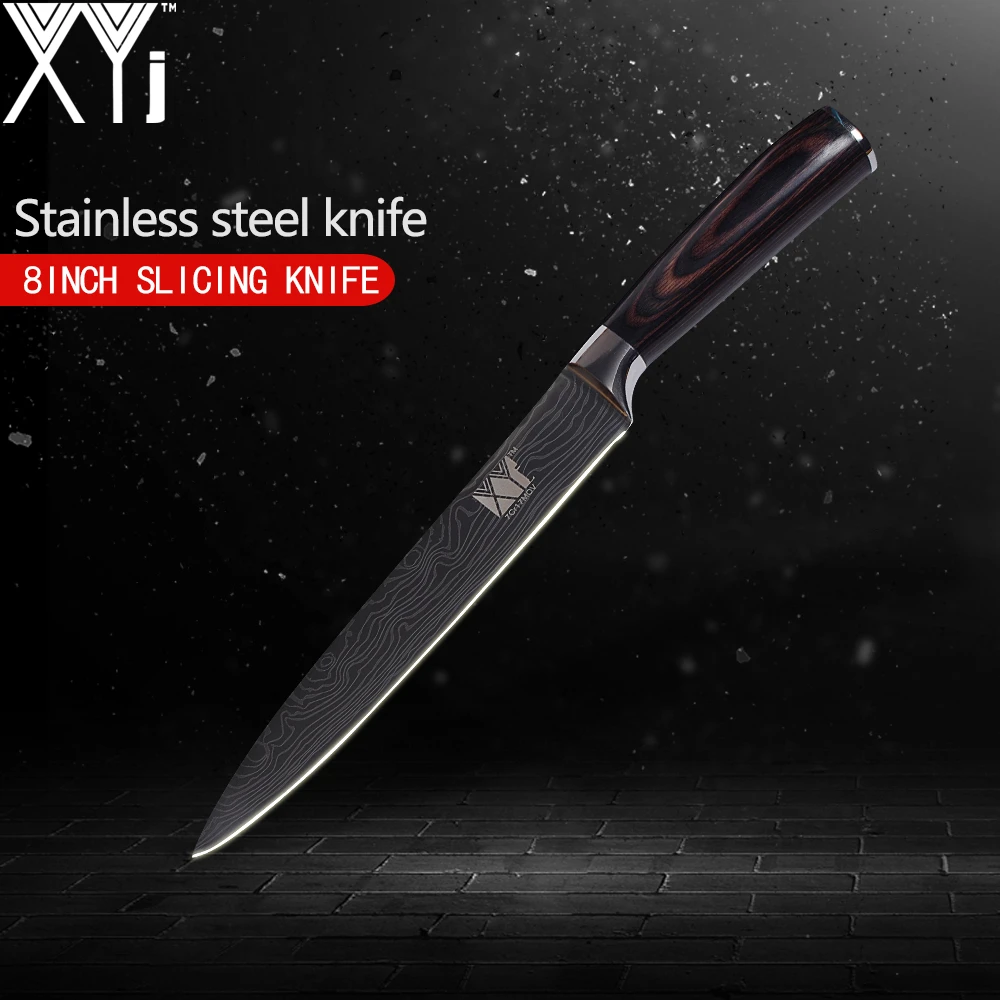

XYj Brand Kitchen Knife High Carbon Stainless Steel Knife Imitated Damascus Pattern Paring Utility Santoku Slicing Chef Knife